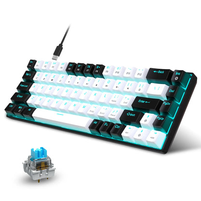 Glo 68 Keys Mechanical Keyboard Ergonomics RGB Backlit LED Hot Swappable Blue Switch Gaming Keyboard for PC Laptop Office