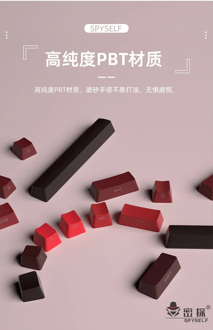Neue Keycaps für 60/64/84/98/108 Gaming-Mechaniktastaturen mit MX-Switches, 135 Tasten, OEM PBT, seitlich graviert, Farbverlauf in Rot und Schwarz