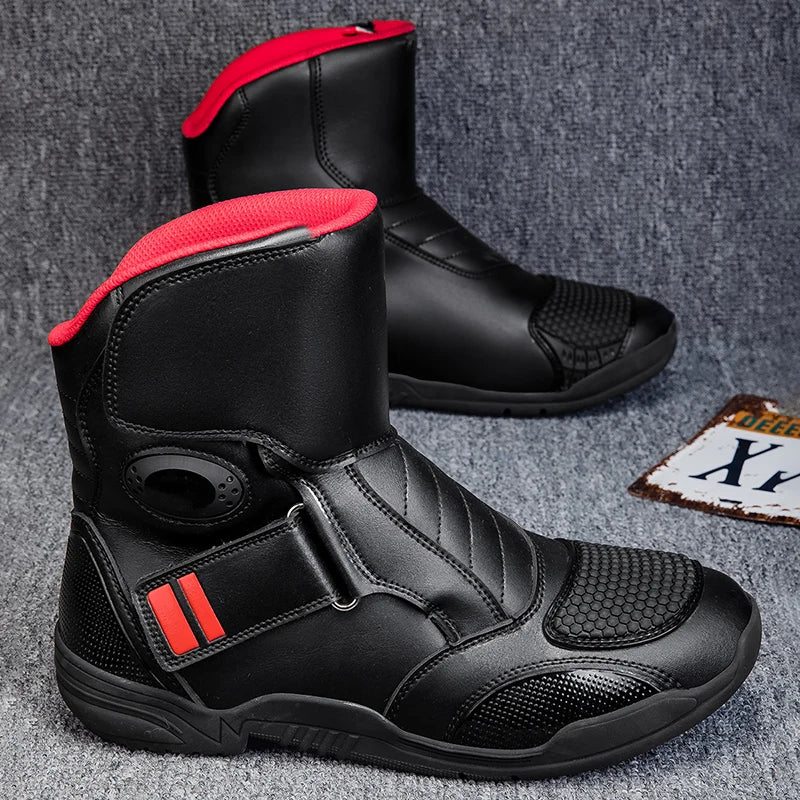 2025 New Men's Motorcycle Boots Outdoors Waterproof Safety Protection Motorcycle Shoes High Quality PU Leather Men Motos Boot