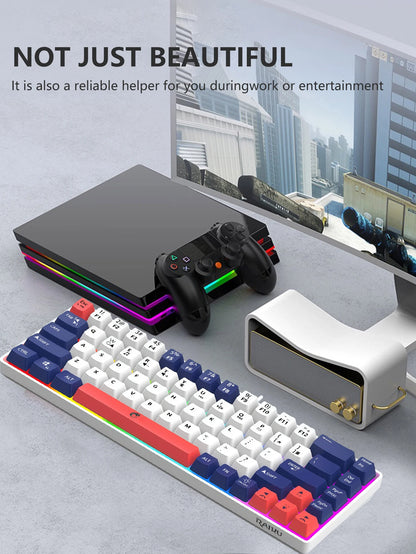 Three-piece wired gaming keyboard, rainbow backlight, multimedia function, mechanical feel, suitable for office and gaming