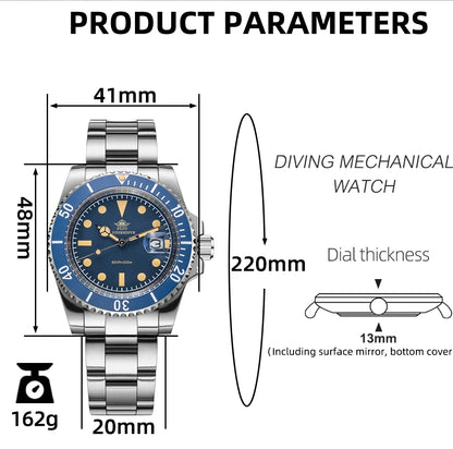 ADDIESDIVE Watch for Men New Quartz Wristwatch Green Ceramic Bezel Diving 200m Luminous 41mm Automatic Date Diver Men's Watch