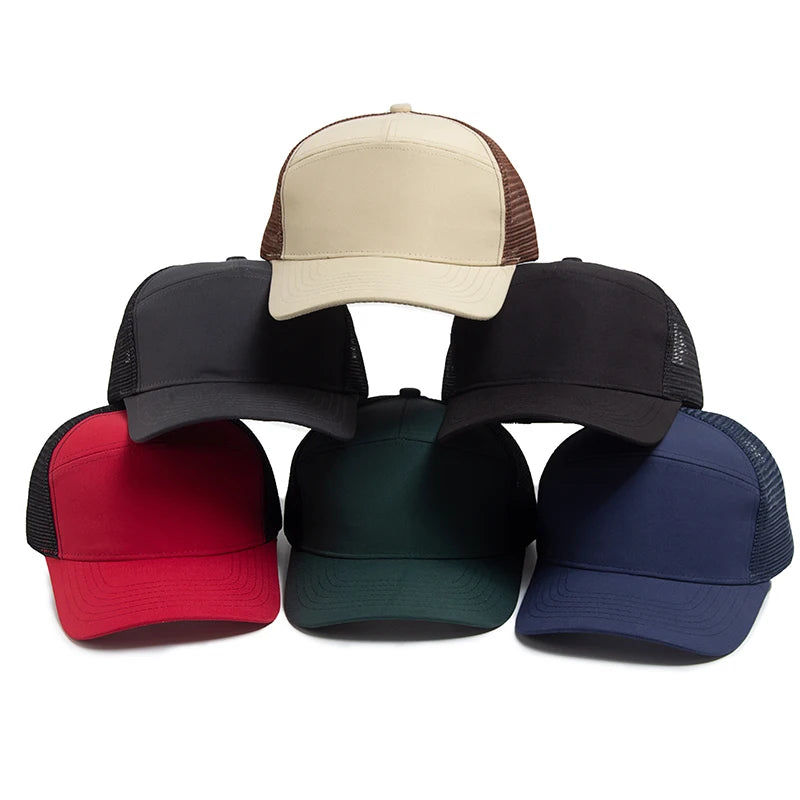 Letní 7panelová baseballová čepice, módní hiphopové síťované čepice, pánské truckerské čepice, kšiltovky, hardtop, snapback, dámské, unisex, cool, nová značka