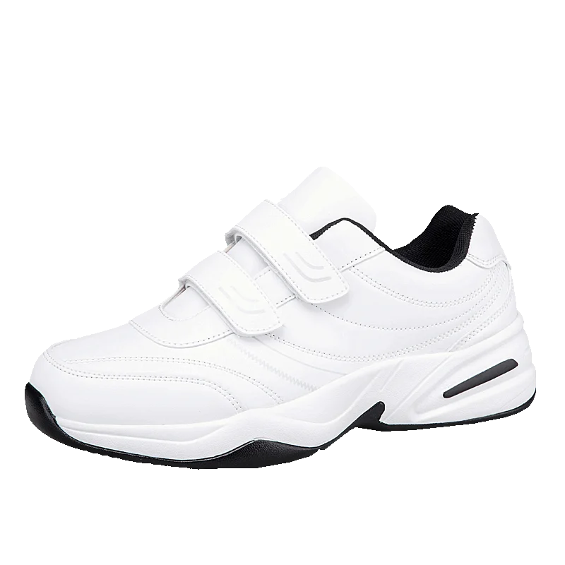 Sneakers da uomo in pelle regolabili con chiusura a strappo, scarpe sportive casual, sneakers bianche, scarpe da ginnastica sportive da uomo