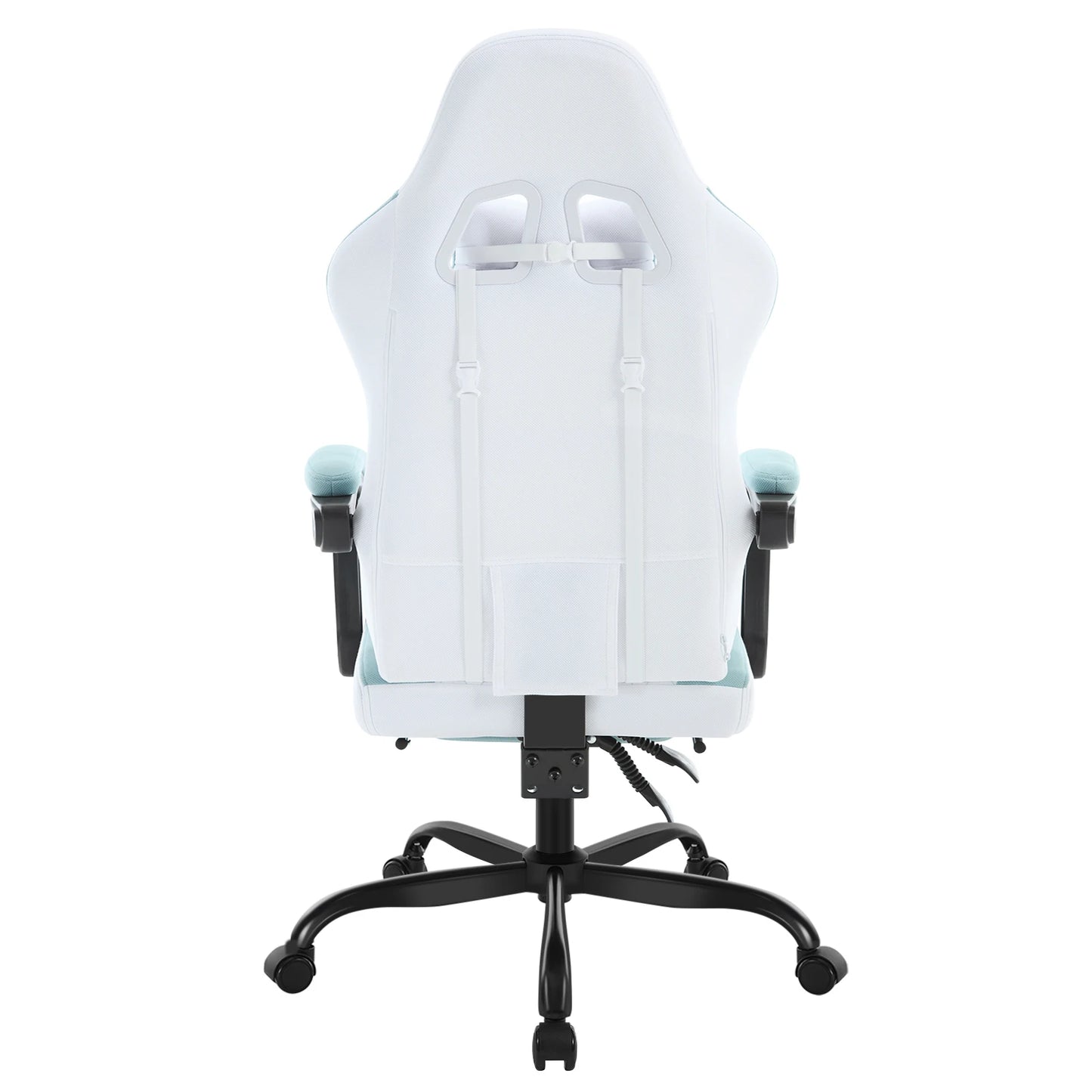 WOLTU snurrbar datorstol med massagefunktion, ergonomisk kontorsstol med kudde och fotstöd, höjdjusterbar gamingstol