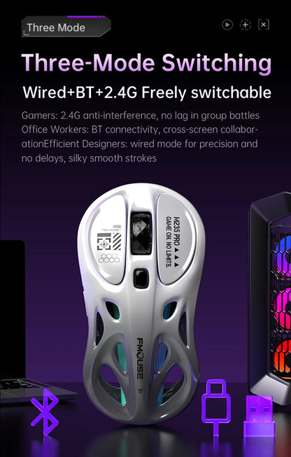 Draadloze 2.4G tri-mode RGB-gamingmuis met hol, lichtgewicht ontwerp, Chroma-verlichting, bekabeld, Bluetooth, e-sports muiscontroller