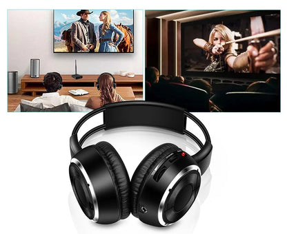 RF Silent Disco Foldable Wireless Headphones Bundle 3 Pack with 500m Transmitter, Stereo Party Headsets for TV, DJ, Dance & Events
