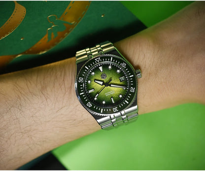 San Martin 40mm Enamel Spiral Dial Integrated Bracelet Men Diver Watch Miyota 9015 Automatic Mechanical Waterproof 200m SN0148