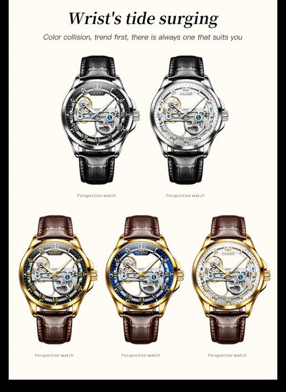 OLEVS 6661 Automatic Watch For Men Skeleton Original Mechanical Movement Men's Wristwatch Waterproof Luminous Sport Men's Watches