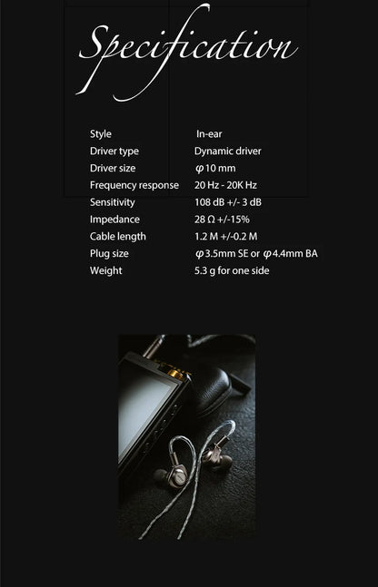 Kefine X ANELEARS Delci AE 10mm HiFi IEM Wired Earphones – DLC+PU Driver Dual Tuning In-Ear Monitors for Music & Gaming