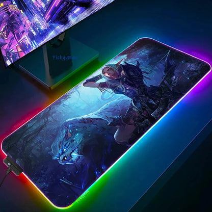 World Of Warcraft LED Backlight Gaming Mousepad Gamer Mousepads RGB Mouse Pad Non-Slip Rubber Deskmats Keyboard Desk Mat WOW