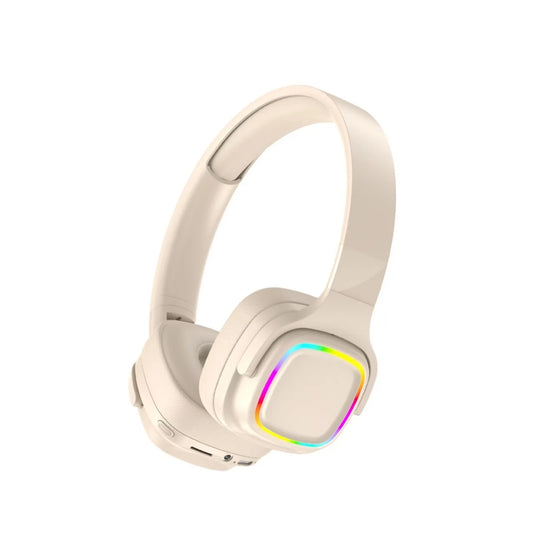Casque audio supra-auriculaire avec éclairage RGB, Bluetooth 5.3, bandeau réglable, réduction du bruit pour les appels, compatible avec carte TF, idéal pour les jeux, la musique et les voyages.