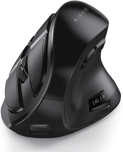 Mouse vertical wireless Jomaa 2.4G+Bluetooth pentru Apple Mac, laptop, notebook, 9 butoane, reîncărcabil, mouse gaming pentru PC și iPad