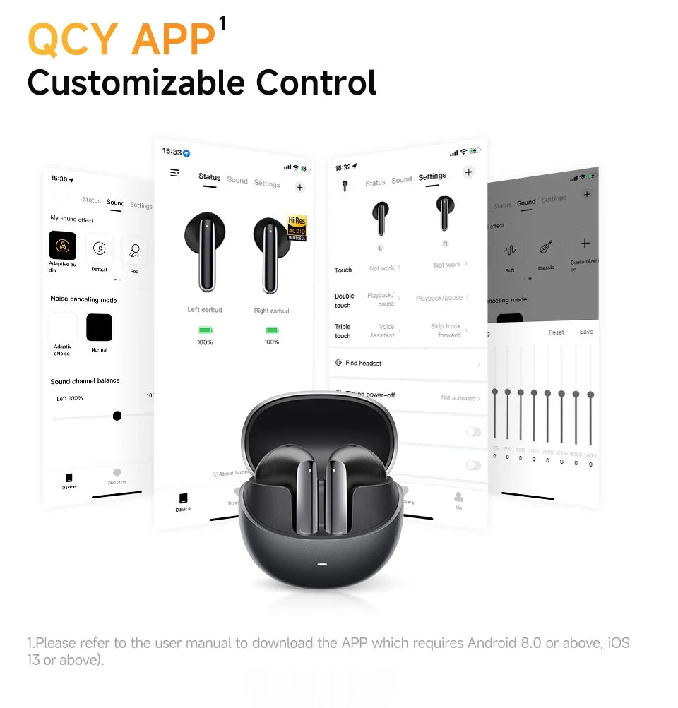 QCY HT10 AilyBuds Pro+ ANC Wireless Earbuds – Hi-Res LDAC Bluetooth 5.3 Earbuds, 6 Mic AI HD Call, Adaptive Noise Cancelling TWS Earphones with Multipoint Connection