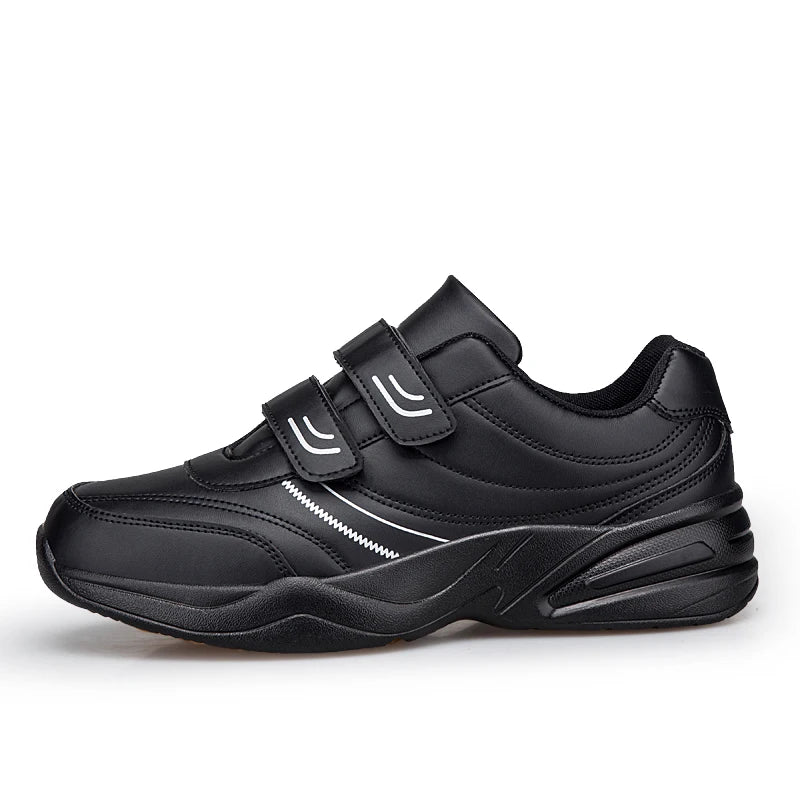 Sneakers da uomo in pelle regolabili con chiusura a strappo, scarpe sportive casual, sneakers bianche, scarpe da ginnastica sportive da uomo
