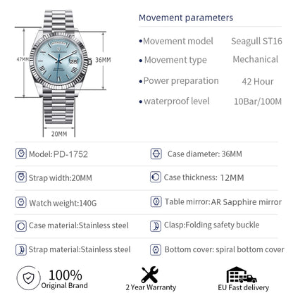PAGANI DESIGN DD36 Luxury Automatic Watch For Men AR Sapphire Glass Stainless steel Mechanical  Wristwatch EU Warehouse delivery