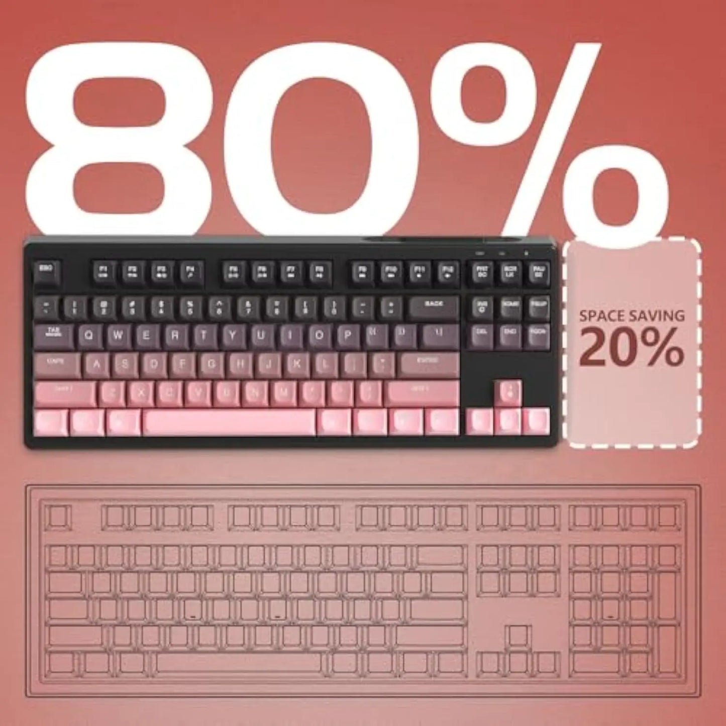 Free Wolf M87 75% Wireless Gaming Keyboard - Silent Switches, Rainbow Backlit, BT/2.4G, PBT Gradient Keycaps, Compact Design