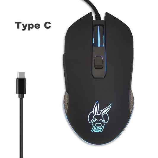USB-C Mute Colorful Luminous Mouse for Type C Notebook Computer Gaming Mouse