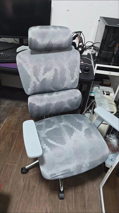 Sedia da ufficio ergonomica in rete con supporto lombare 6D, sedia da computer con schienale alto, sedia da scrivania reclinabile regolabile con poggiapiedi