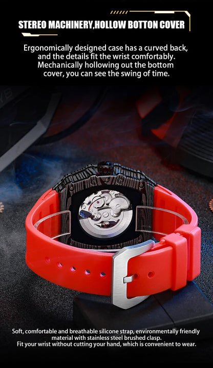 MUSANFIGO barrel shaped design, luxurious fully automatic mechanical men's watch, waterproof and luminous trendy watch