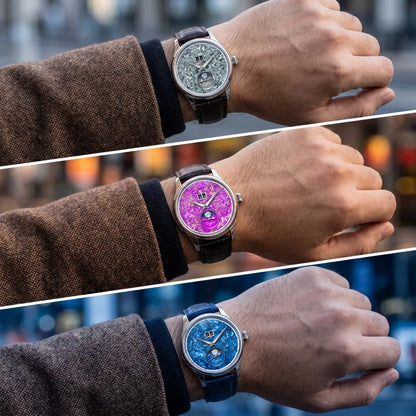 Sugess Watch of Men Moonphase ST2528 Movement Automatic Mechanical Wristwatches Waterproof Sapphire Crystal Titanium Dial S401
