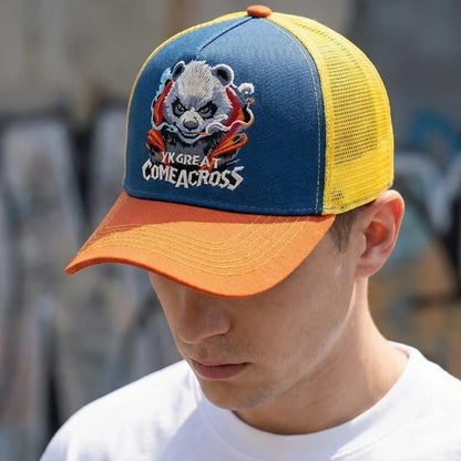 Styl unisex – fajna czapka z daszkiem z haftem pandy, eleganckie czapki typu trucker dla mężczyzn i kobiet, oddychająca czapka letnia do noszenia na co dzień i na świeżym powietrzu