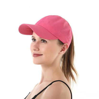 Women Summer Baseball Cap Solid Color Cross Ponytail Hat Quick-Drying Half-Hollow Men Caps Golf Wear Sport Leisure Hat 6 Colors
