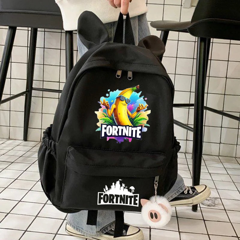 Neuer Fortnite-Cartoon-Rucksack für Jungen und Mädchen, lässige Schultasche mit großem Fassungsvermögen, Studententasche mit Hasenohren, Reiserucksack, Schreibwaren-Geschenk