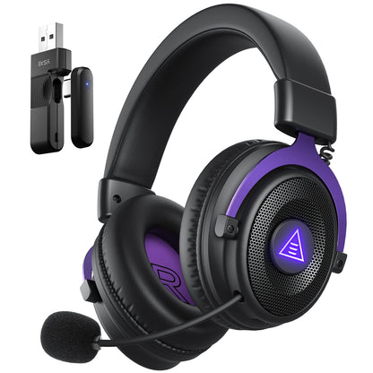 OneOdio EKSA E900 WT, casque de jeu sans fil 2,4 GHz, casque Bluetooth à trois modes, casque supra-auriculaire pour joueurs avec microphone et éclairage RGB, compatible PC, PS4, PS5, autonomie de 80 heures.