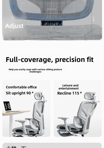 Sedia da ufficio ergonomica in rete con supporto lombare 6D, sedia da computer con schienale alto, sedia da scrivania reclinabile regolabile con poggiapiedi
