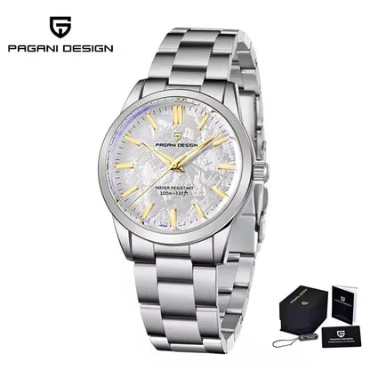PAGANI DESIGN 40MM Meteorit-Zifferblatt Herren-Quarzuhr Luxus Business Saphir 316L Edelstahl 100M wasserdichte Uhr für Herren