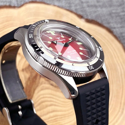 Tandorio Red Blue 40mm PT5000 Japan NH35A Mechanical Automatic Dive Men Watch 20ATM Waterproof Domed Sapphire Screw Crown Reloj