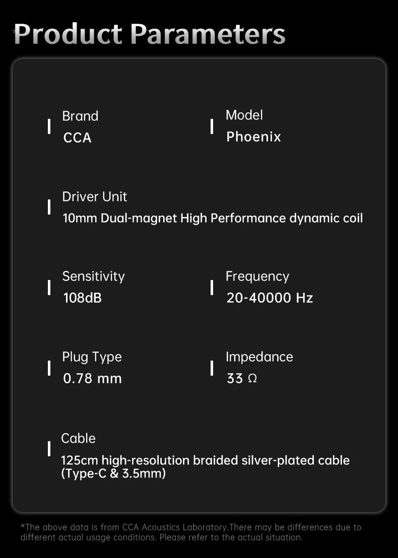 CCA Phoenix HiFi Wired Earphones Metal Alloy In-Ear Headphones with 10mm Dual Magnetic Dynamic Driver for Gaming & Music