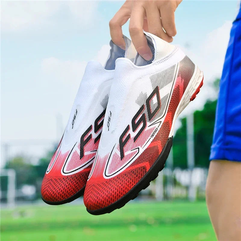 Nouvelles chaussures de football pour hommes, chaussures de sport, chaussures de soccer, haute qualité, ultralégères, haute tige, respirantes, futsal, antidérapantes, pour match en extérieur