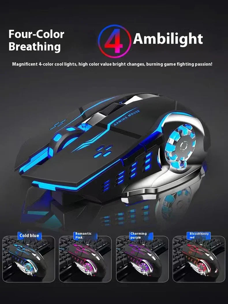 Q13 Bluetooth Wireless Mouse RGB Rechargeable Gaming Mouse, 2.4G Wireless Mouse with Adjustable DPI, 6 Buttons for PC, Laptop & Tablet