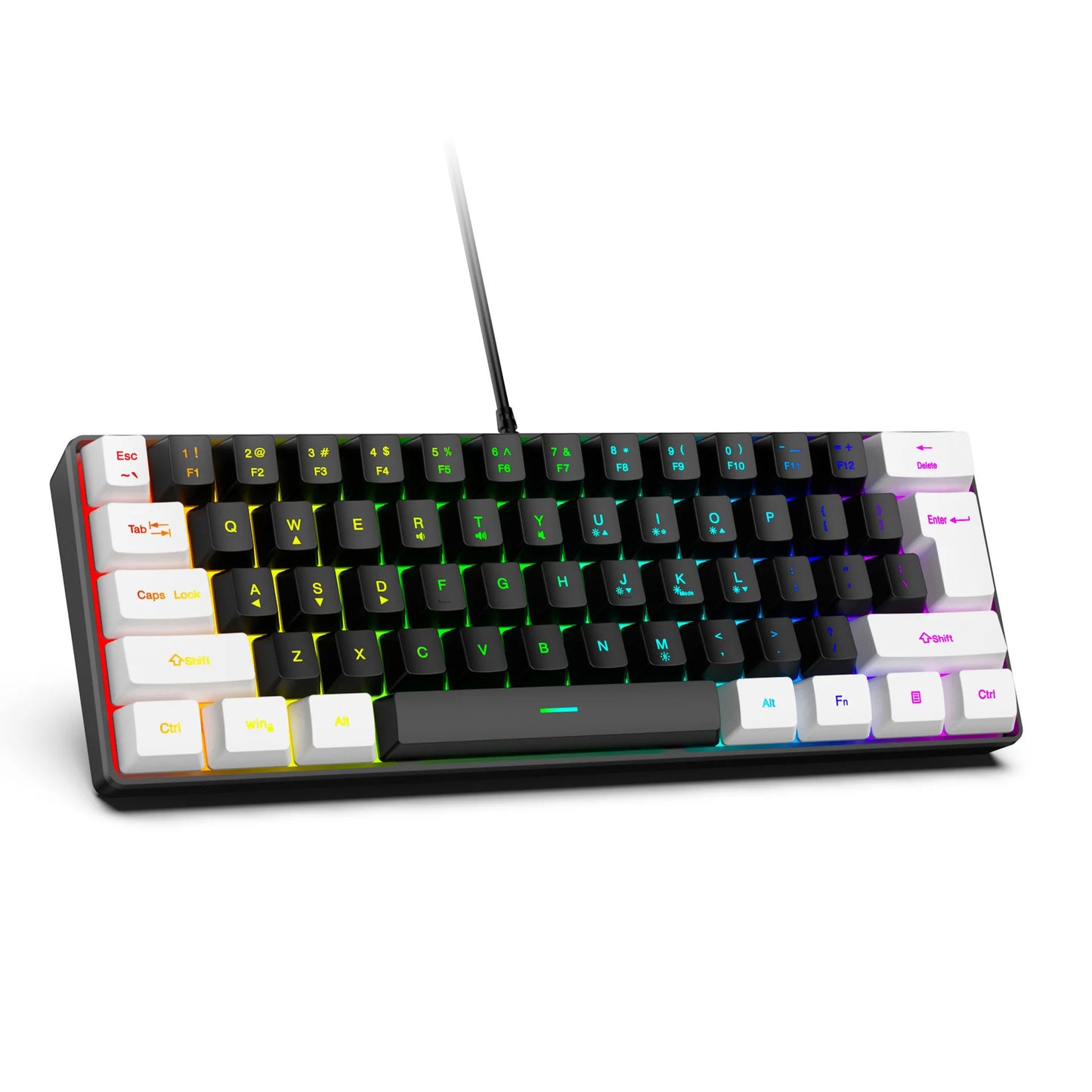 USB Wired RGB Gaming Keyboard 61 Keys White Black Compact Mini Office Keyboard and Mouse for PC Desktop Computer Gamer Keypad