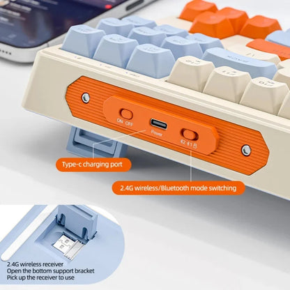 Free Wolf M87 75% Wireless Gaming Keyboard - Silent Switches, Rainbow Backlit, BT/2.4G, PBT Gradient Keycaps, Compact Design