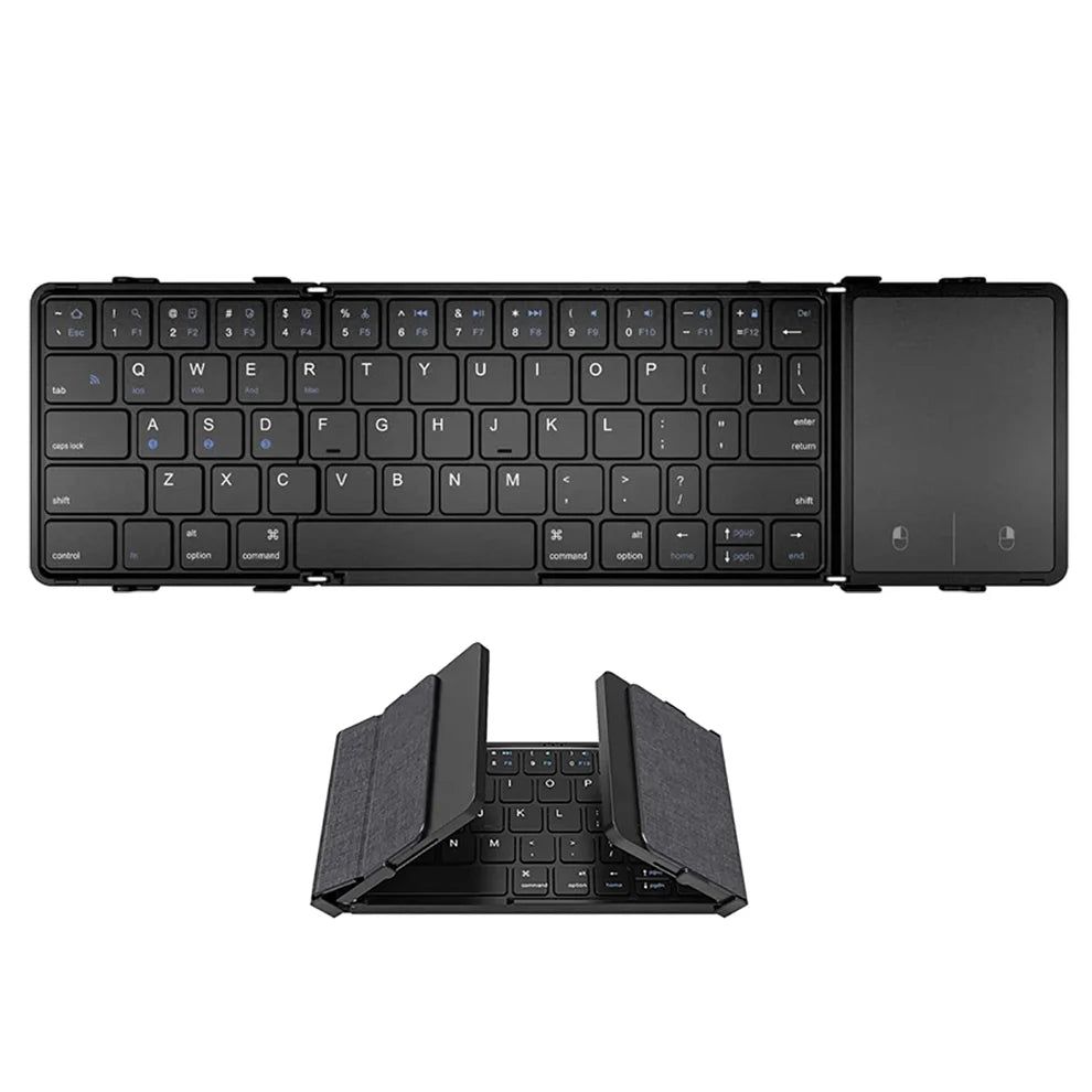 BOW Foldable Bluetooth Keyboard with Touchpad/Numberic Pad Portable Rechargeable Folding Wireless Keyboard for Tablet iPad