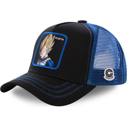 Casquette Dragon Ball Son Goku pour l'été : casquette de voyage à visière, pour homme, brodée, style hip-hop, visière pare-soleil, casquette trucker ajustable en maille