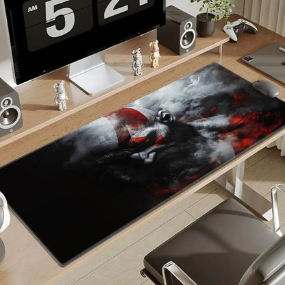 Xxl Mouse Pad God of War Desk Mat Gaming Accessories Keyboard Computer Mousepad Gamer Large Pc Cabinet Office Table Carpet Rug