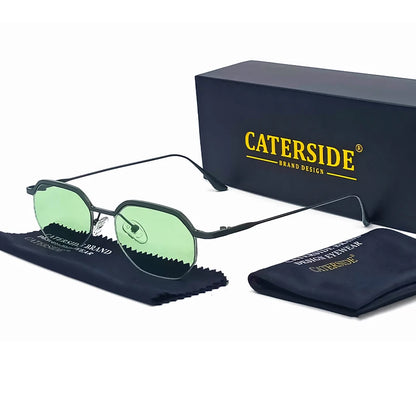 Caterside New Retro Small Frame Sunglasses Men's Polygonal Lenses Sun Glasses Women Business Travel Party Eyewear Summer Style