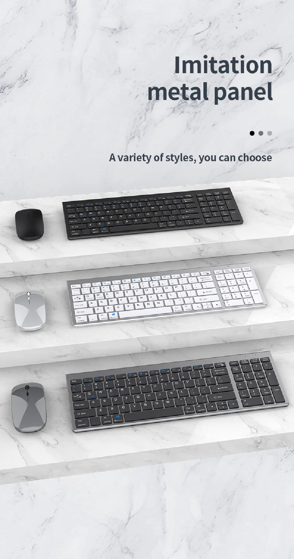Set tastiera e mouse JOMAA Bluetooth & 2.4G USB per laptop, computer e iPad, combo tastiera e mouse wireless ricaricabili silenziosi