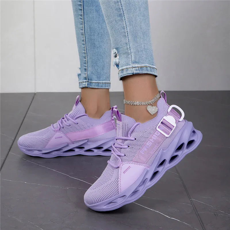 Sneakers casual viola alla moda per donna e uomo, scarpe da corsa Blade, taglie grandi 48, scarpe sportive leggere e traspiranti, sneakers da uomo in rete