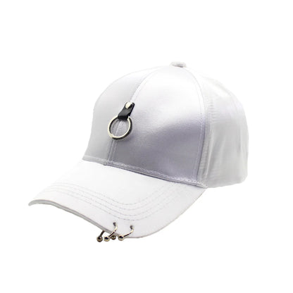 Women Men Hip Hop Kpop Snapback Baseball Cap Solid Color With Ring Sport Dancing Travel Lover Dad Hat Caps Streetwear Adjustable