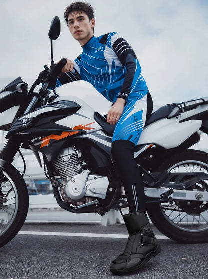 2025 New Men's Motorcycle Boots Outdoors Waterproof Safety Protection Motorcycle Shoes High Quality PU Leather Men Motos Boot