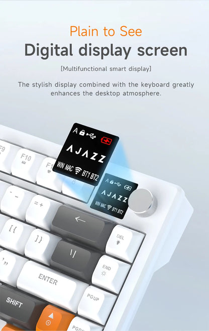 Ajazz AF82 Series 75% Layout Wireless Keyboard with 4000mAh Battery Low Profile Keys Bluetooth Tri-Mode Connectivity  RGB
