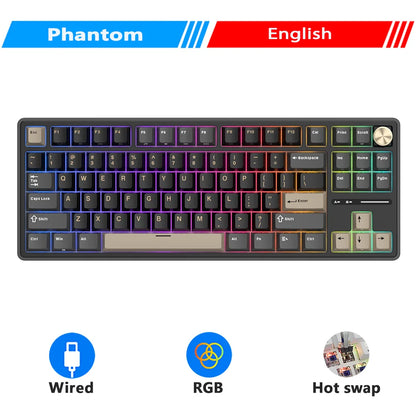 RK Royal Kludge RK R87Pro Gasket Wired Gamer Keyboard Hot-swappable 88 Keys Mechanical Keyboard 88% RGB Backlit With PBT Keycaps
