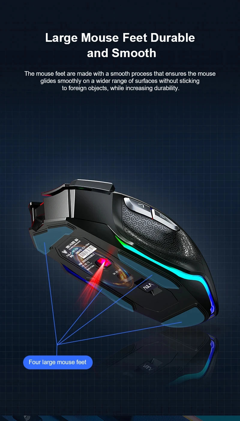 AULA SC550 Wireless Gaming Mouse Dual-mode Rechargeable Luminous Mechanical gaming mouse for Desktop/laptop E-sports USB Mouse