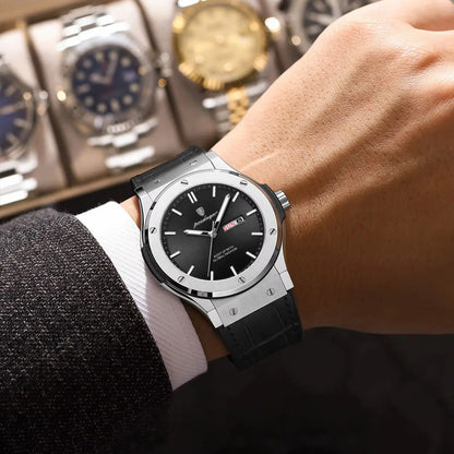 Montre pour homme POEDAGAR – Modèle original, style professionnel, étanche, bracelet en silicone, affichage de la date et du jour, mouvement à quartz, montre de luxe tendance.