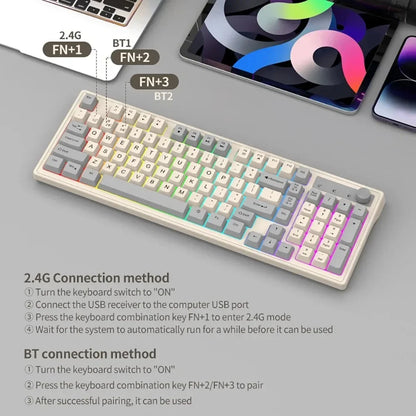 2.4G Wireless Mechanical Feel Keyboard Bluetooth 5.0 Dual Mode Keyboard With RGB Backlight for Desktop PC Office/Game Keyboard