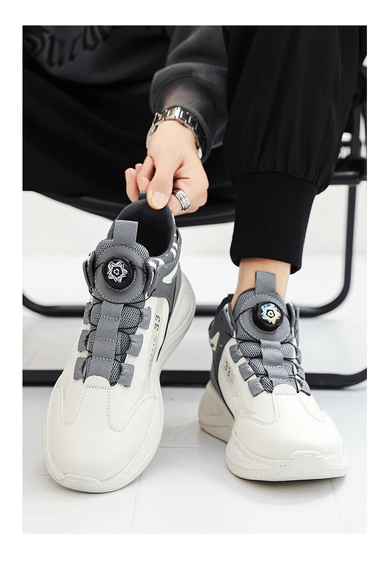 Herren-Sneaker mit drehbarer Schnalle – bequeme, rutschfeste Schnürschuhe für Outdoor-Aktivitäten